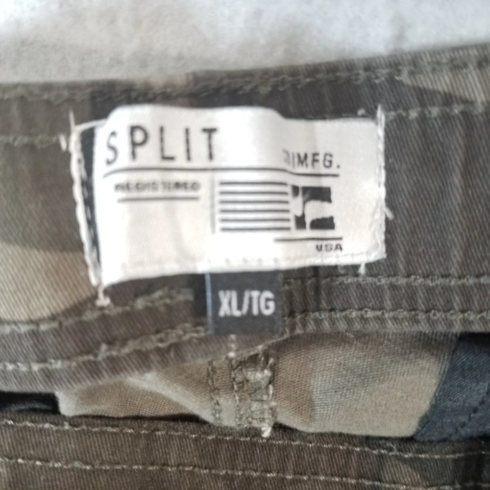 Split camo cargo jogger pants men's XL extra large green Flex outdoor